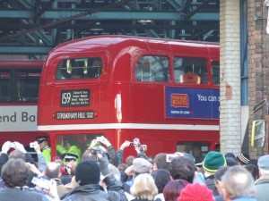 Picture of the last 159 Routemaster as it enters Brixton Garage for the final time
